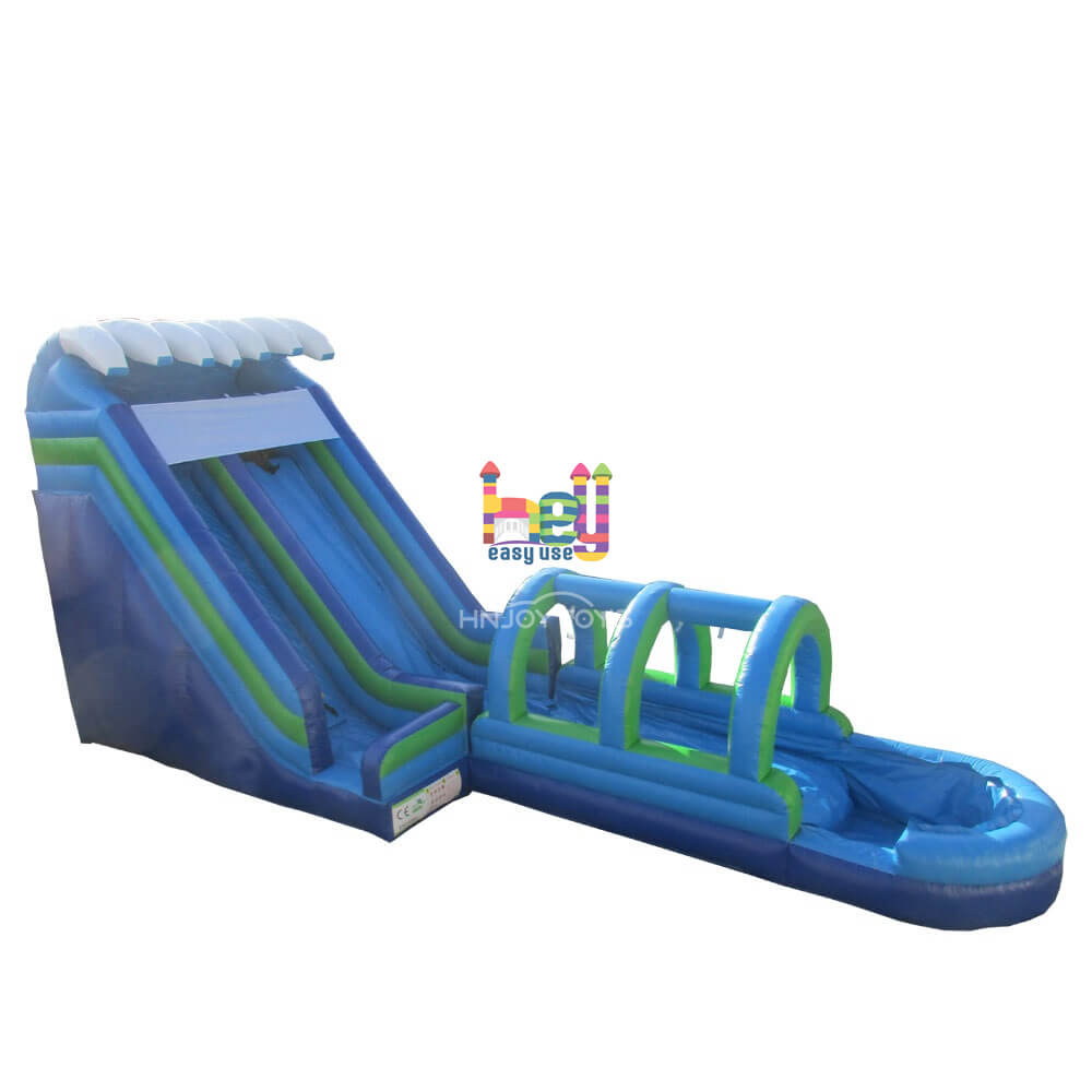 Blue Super Long Inflatable Water Slide For Beach 