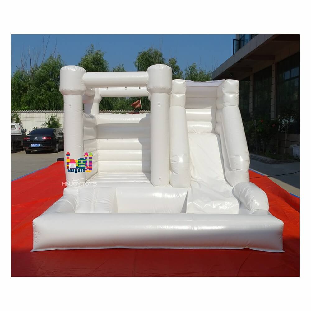 White Bounce House With Slide And Ball