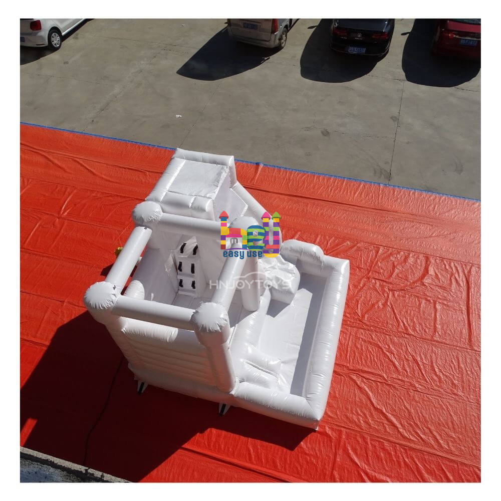 king inflatable white jump house with air blower