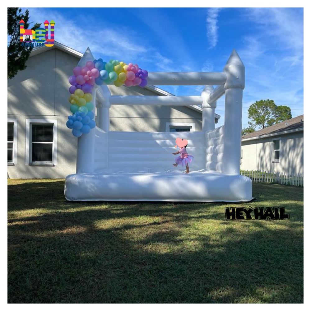 white inflatable castle