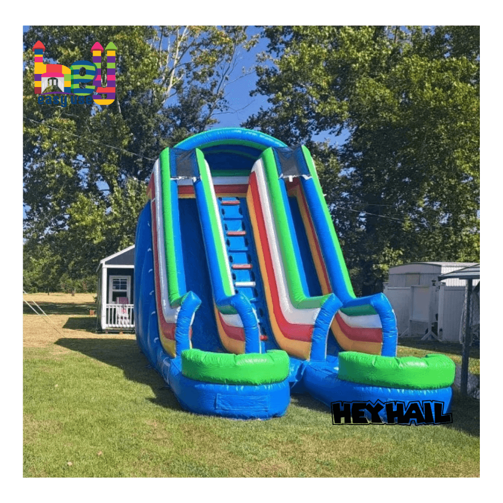 Double Lanes Inflatable Water Slide With Pool For Kids And Adult