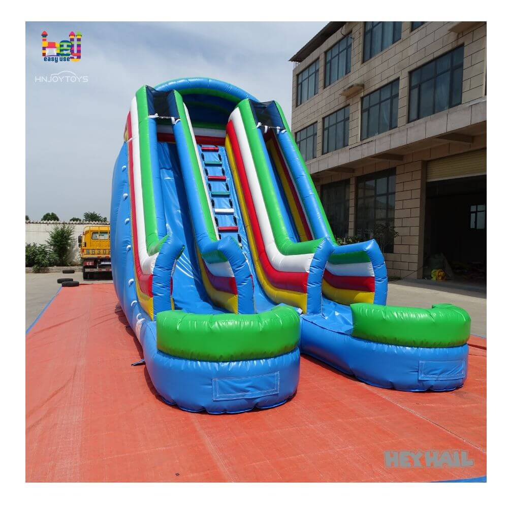 Double Lanes Inflatable Water Slide With Pool For Kids And Adult