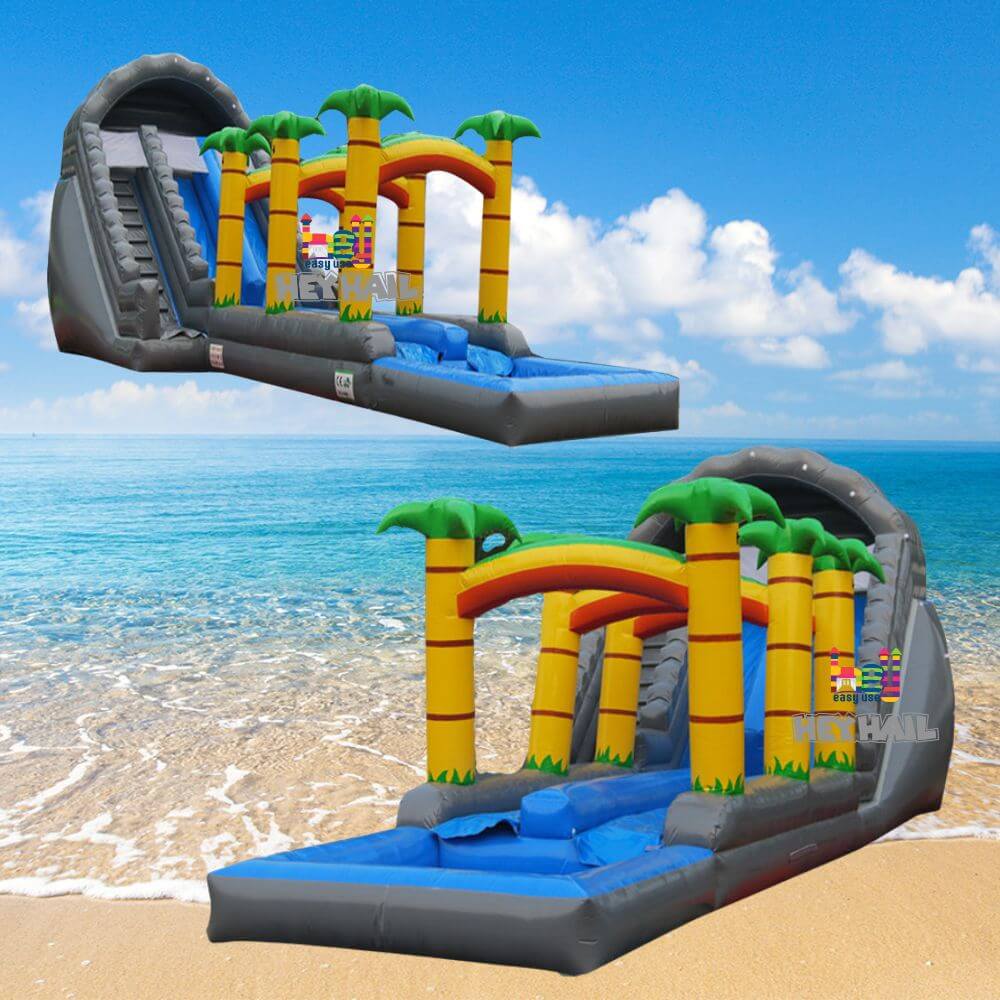 Tropical Inflatable Water And Dry Slide Single Lane
