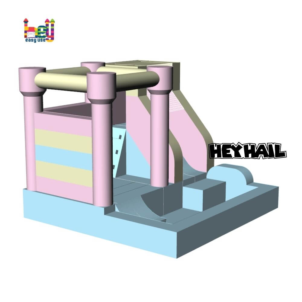 Pastel Color small inflateble bounce house with slide
