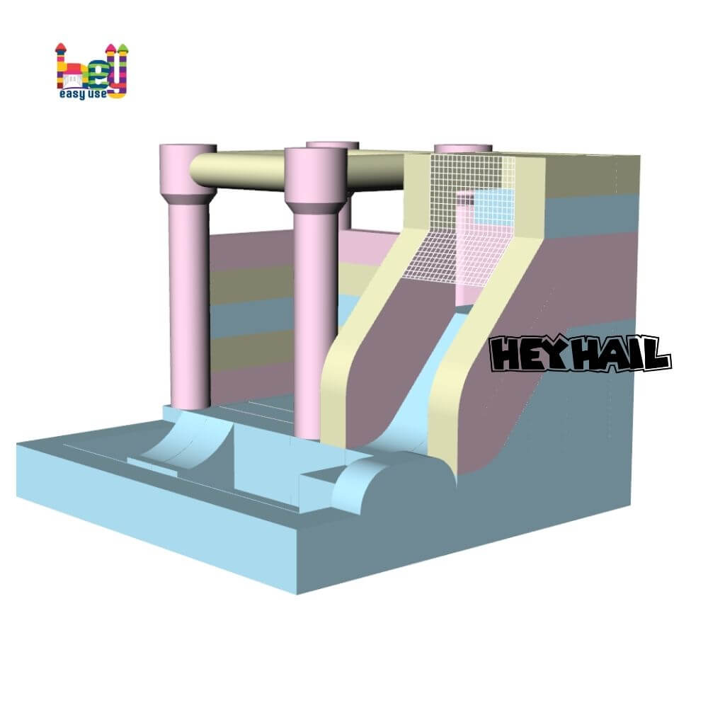 Pastel Color small inflateble bounce house with slide