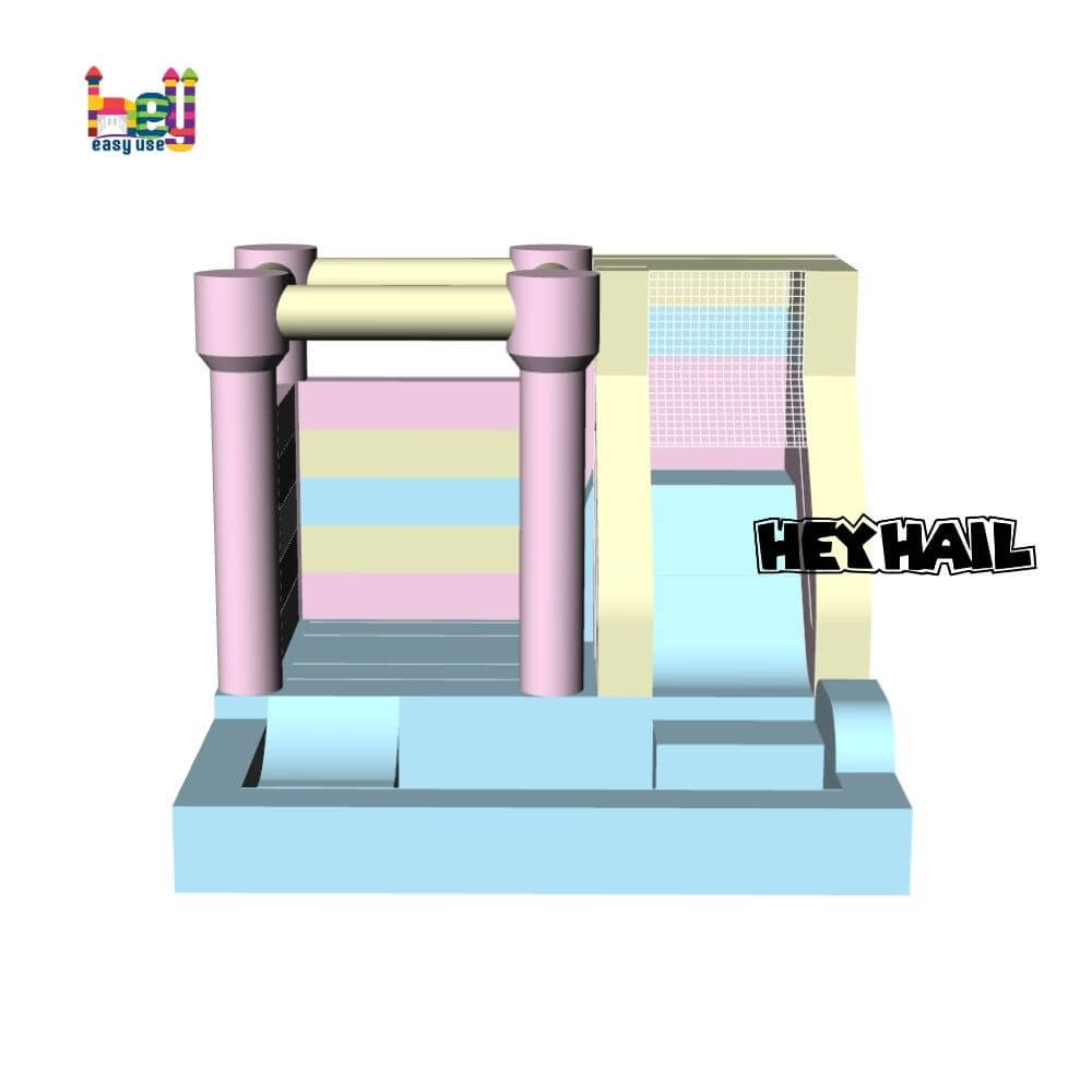 Pastel Color small inflateble bounce house with slide