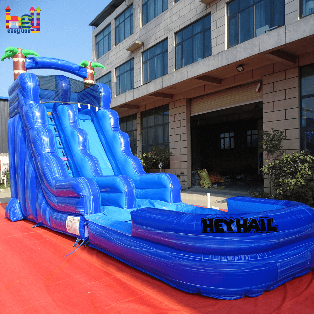 colorful giant inflatable bounce house water slide
