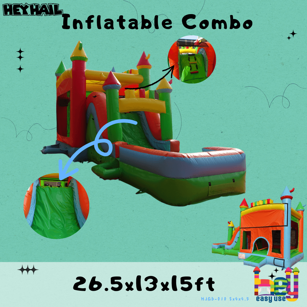 Backyard Rainbow Castle Combo Bouncer with Water Pool