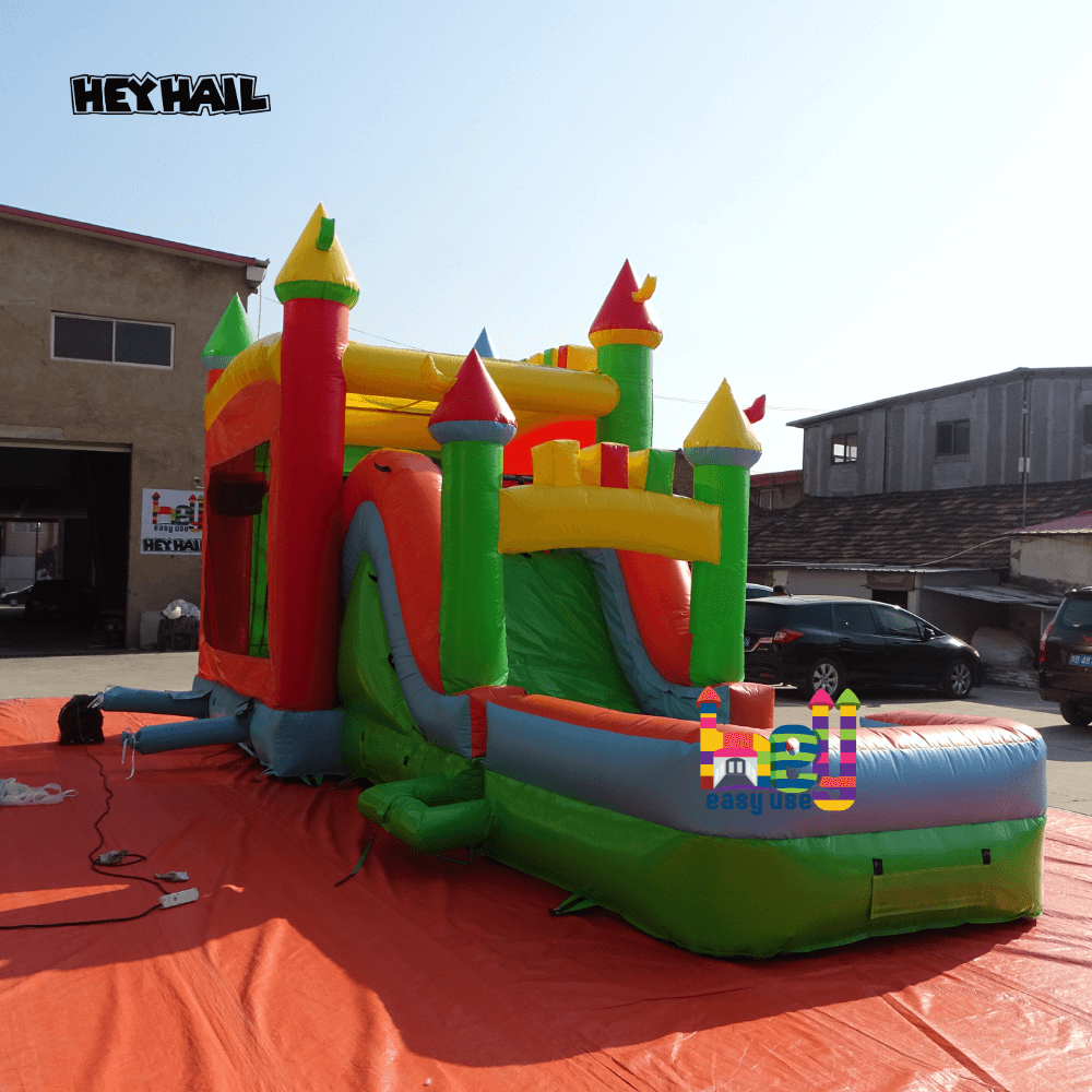 Backyard Rainbow Castle Combo Bouncer with Water Pool