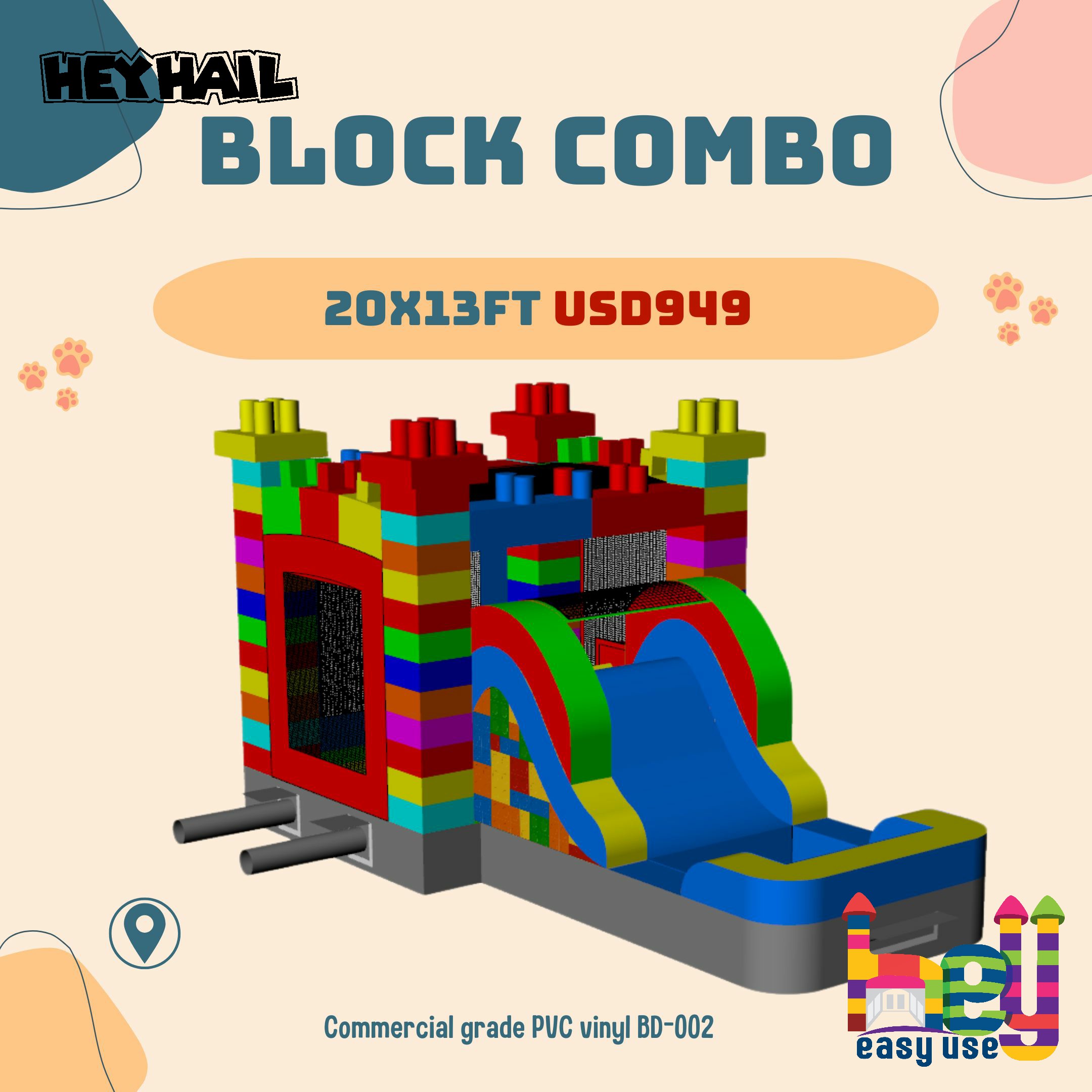 Outdoor Inflatable PVC Dry Slide Combo