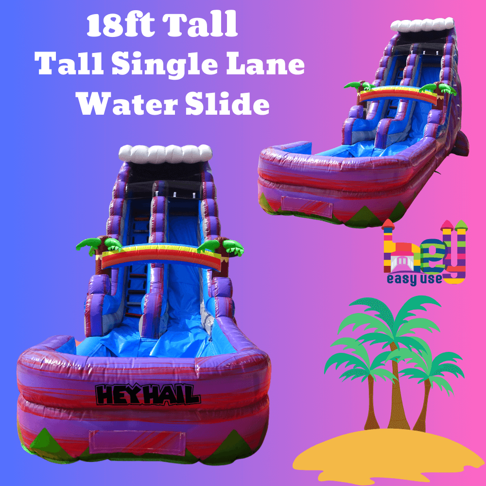 Purple Marble Commercial Grade Inflatable Water Slide With Pool Water Sliding