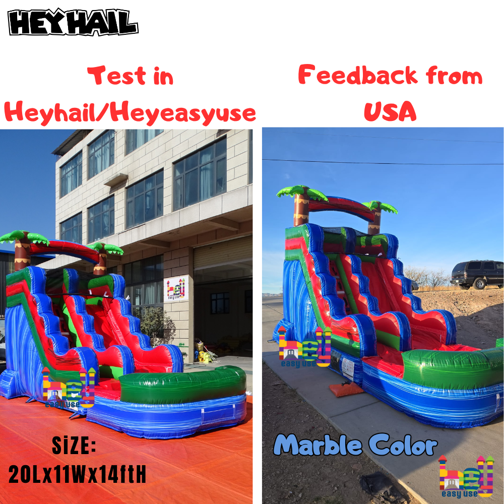 colorful palm tree water slides