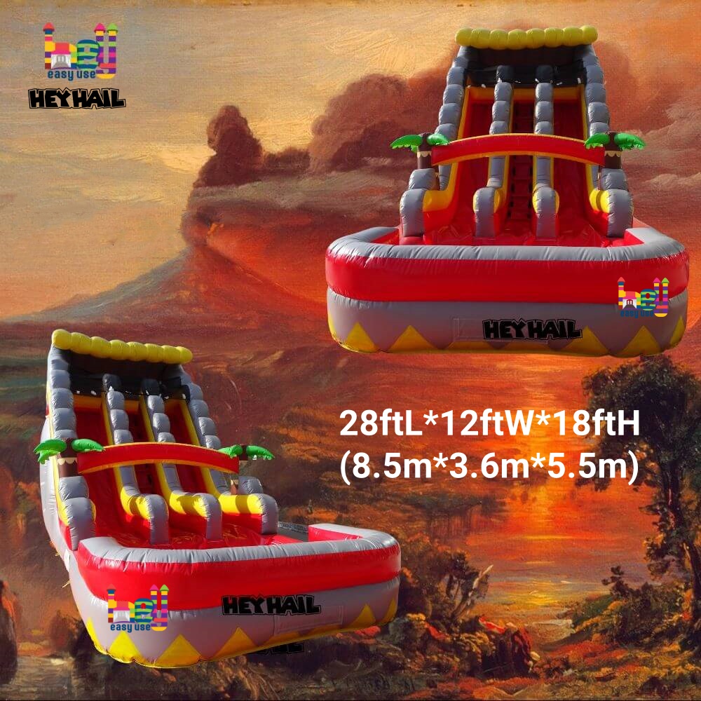 Double Lane Commercial Inflatable Water Slide With Swimming Pools 