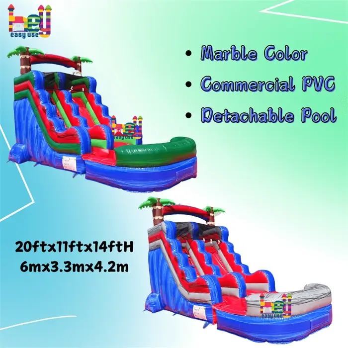 Marble Color Commercial Inflatable PVC Water Slides Prices 