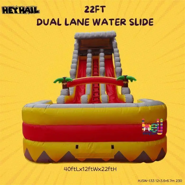 22ft height Inflatable Dual Lane Water Slide
