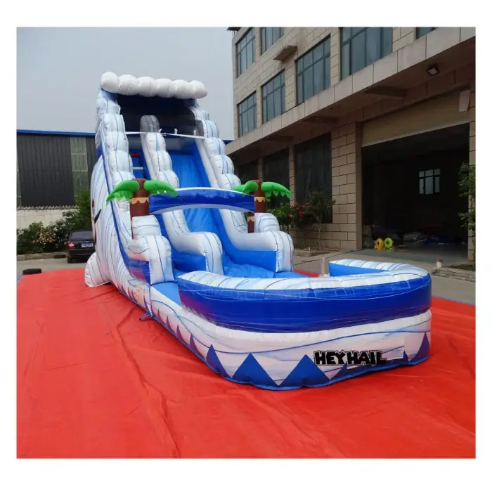 Outdoor Blow Up Marble Inflatable Water Slide With Pool Water Games On Summer