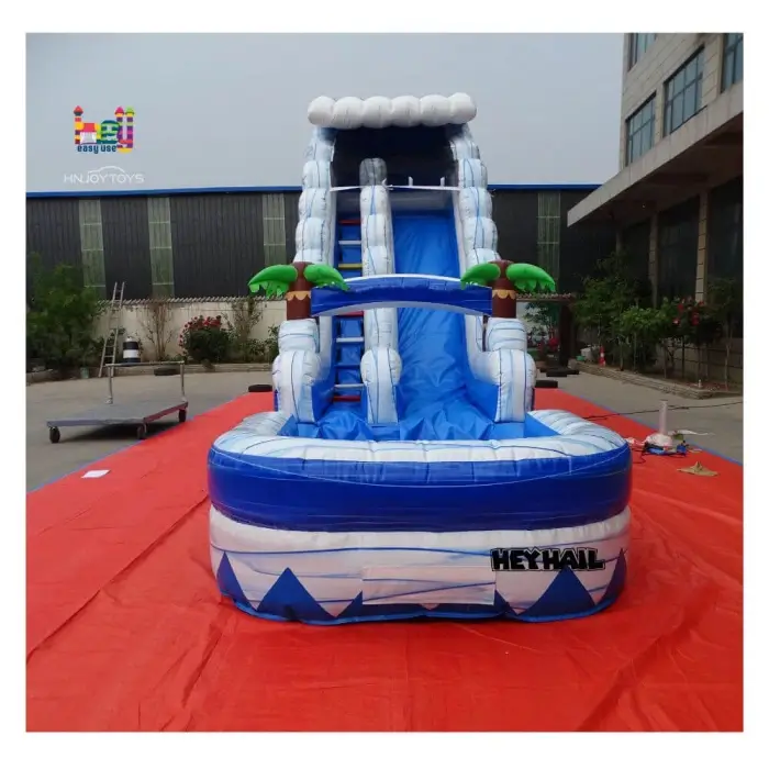 Outdoor Blow Up Marble Inflatable Water Slide With Pool Water Games On Summer