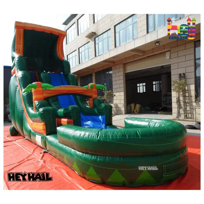 hey easy use blue inflatable water slide