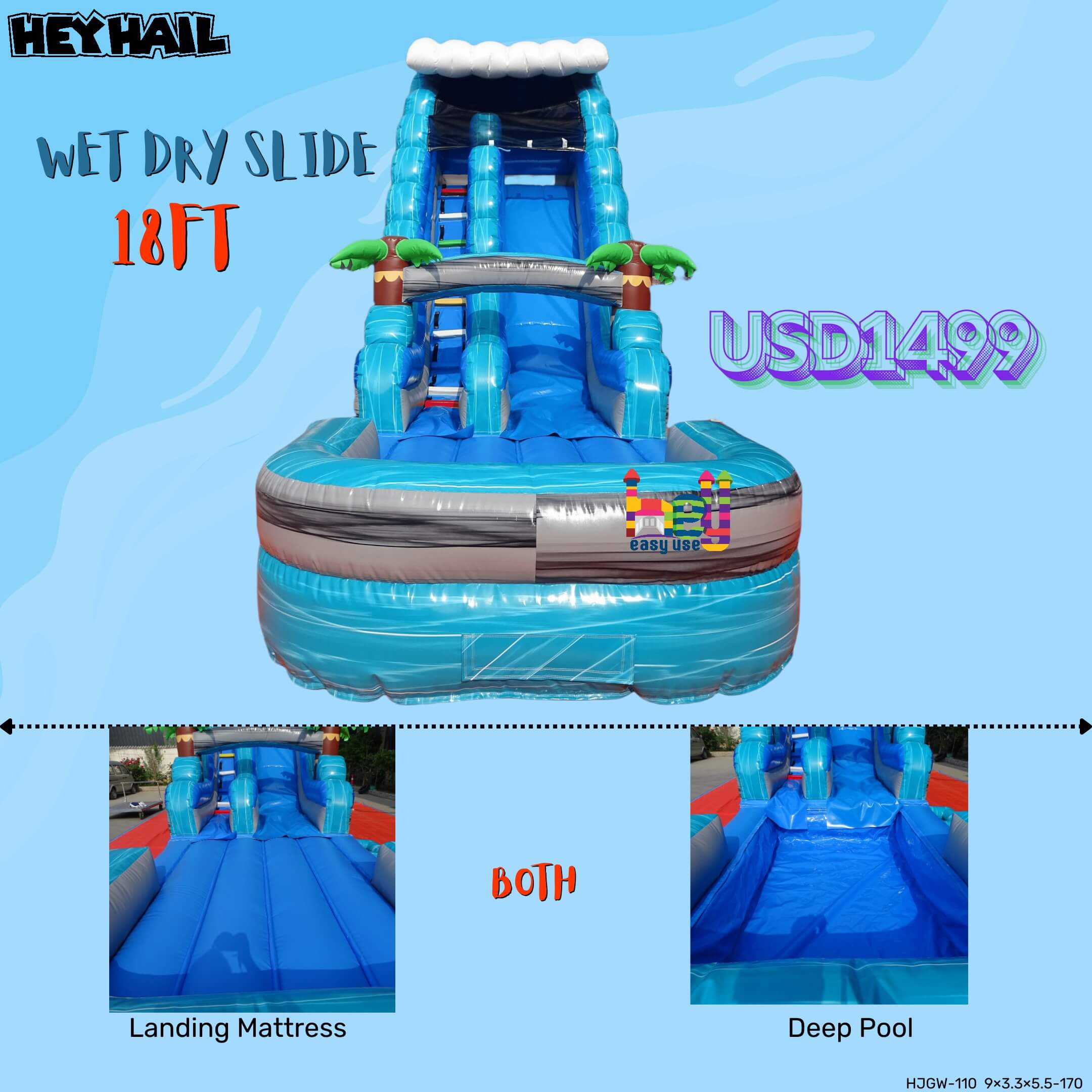 blue commercial water slides for sale near me for party