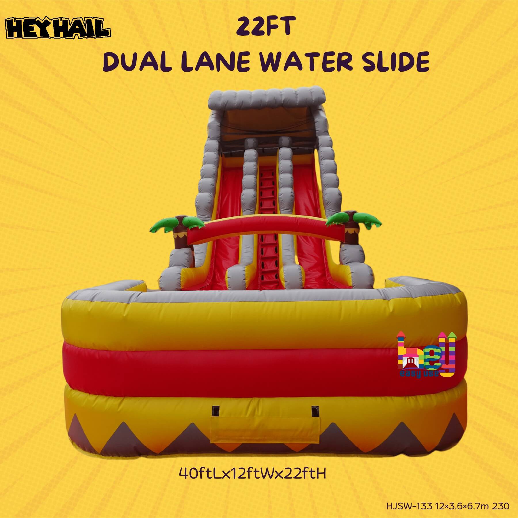 yellow dual lanes large water slides for adults