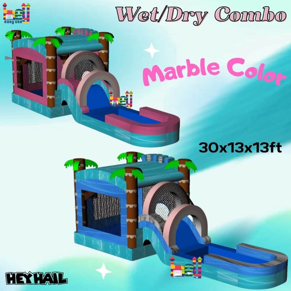 commercial grade bounce house combo with large water slides for sale