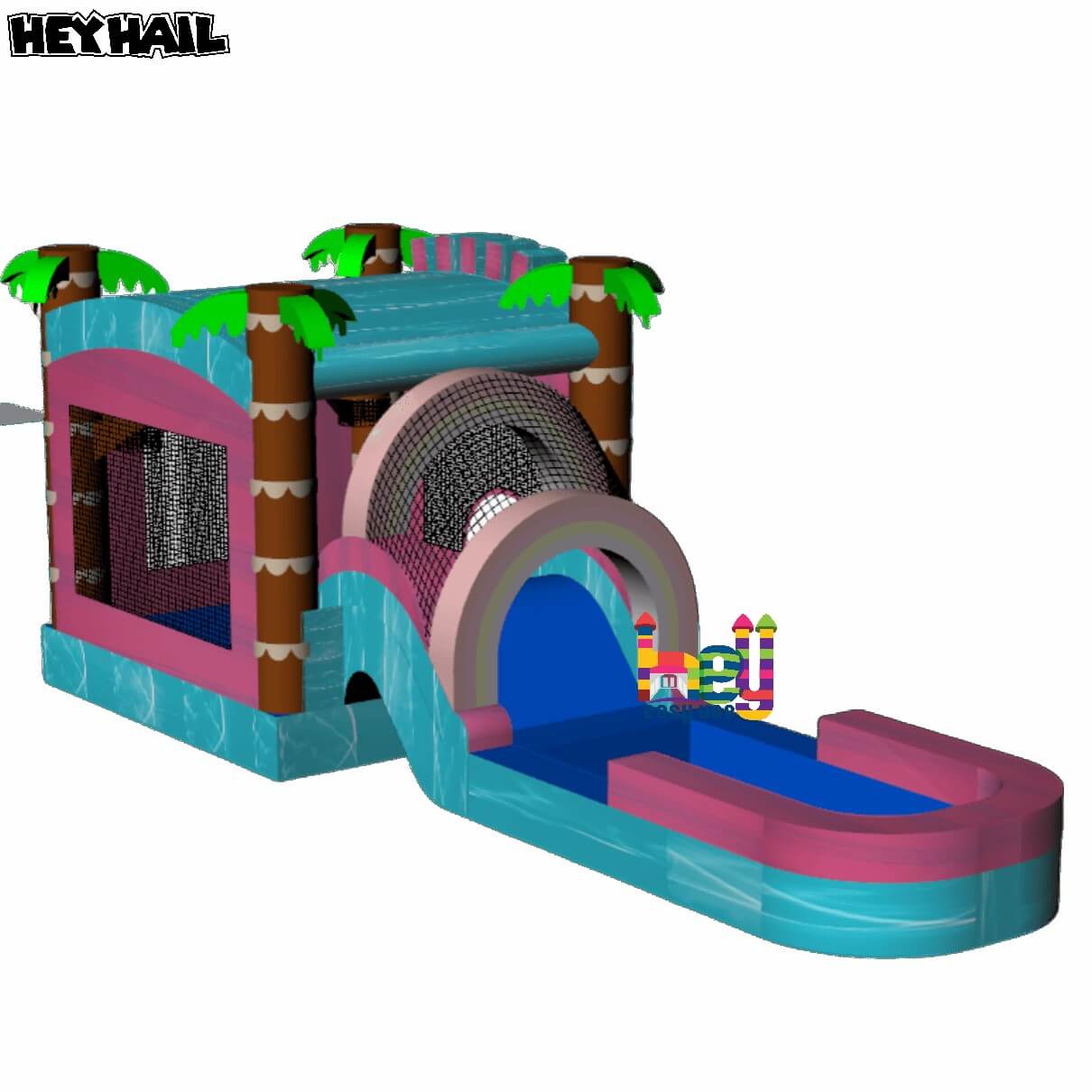 commercial grade bounce house combo with large water slides for sale