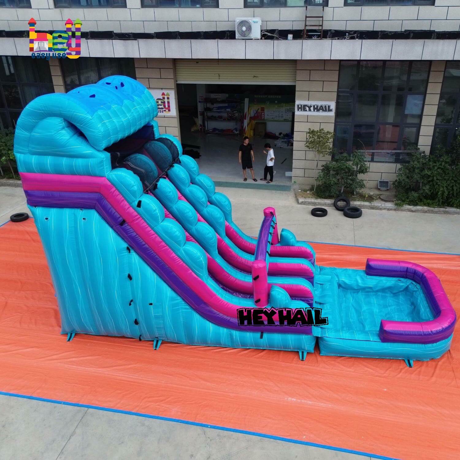 lake blue kids water slide inflatable