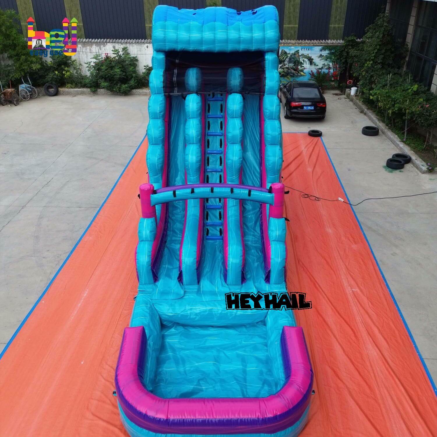 lake blue kids water slide inflatable