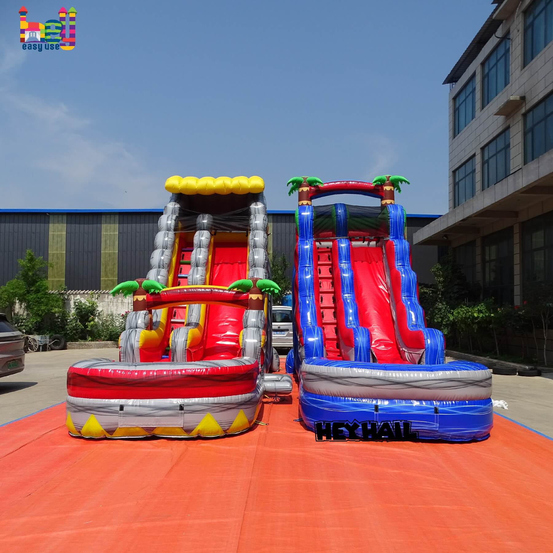 marble color palm inflatable water slide