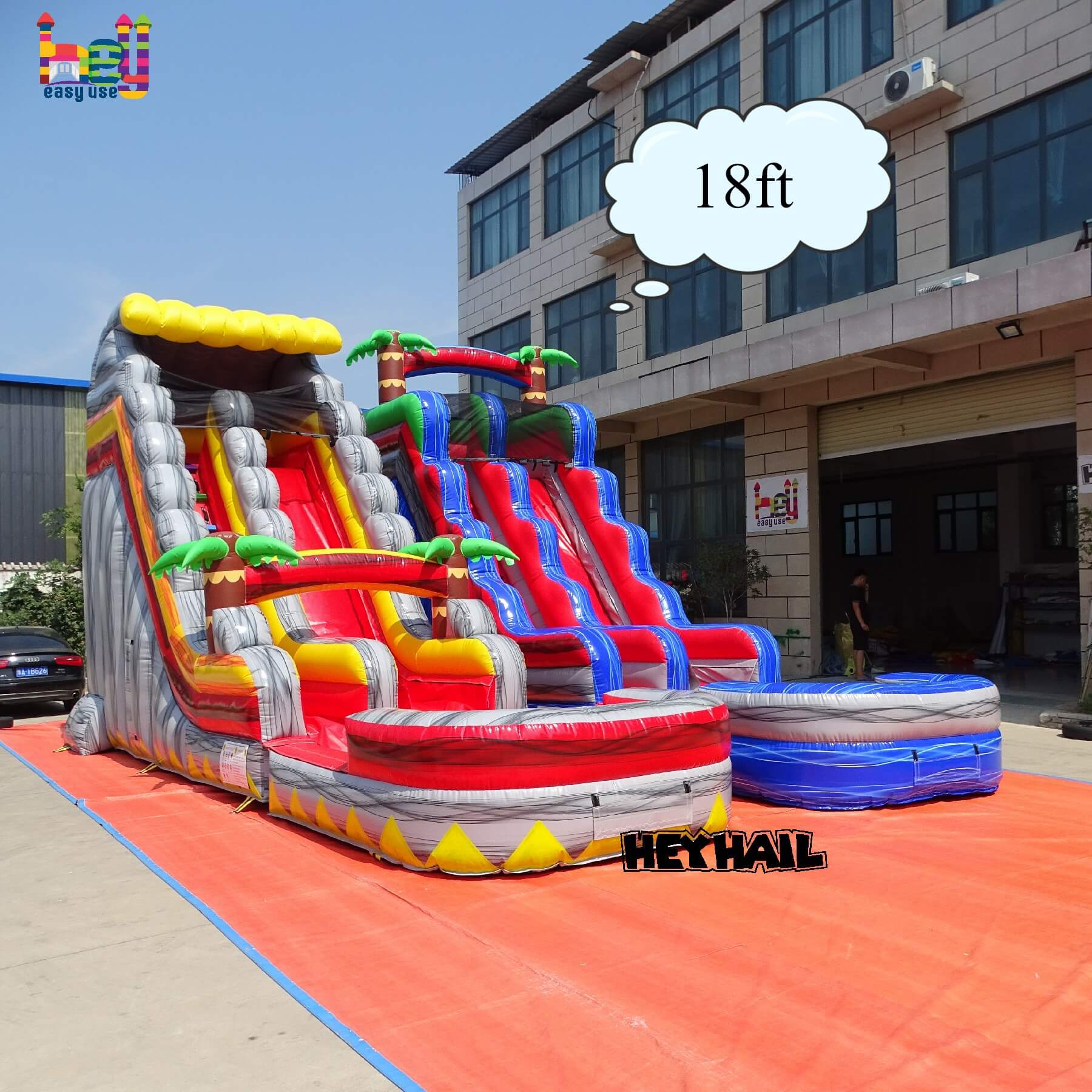 marble color palm inflatable water slide