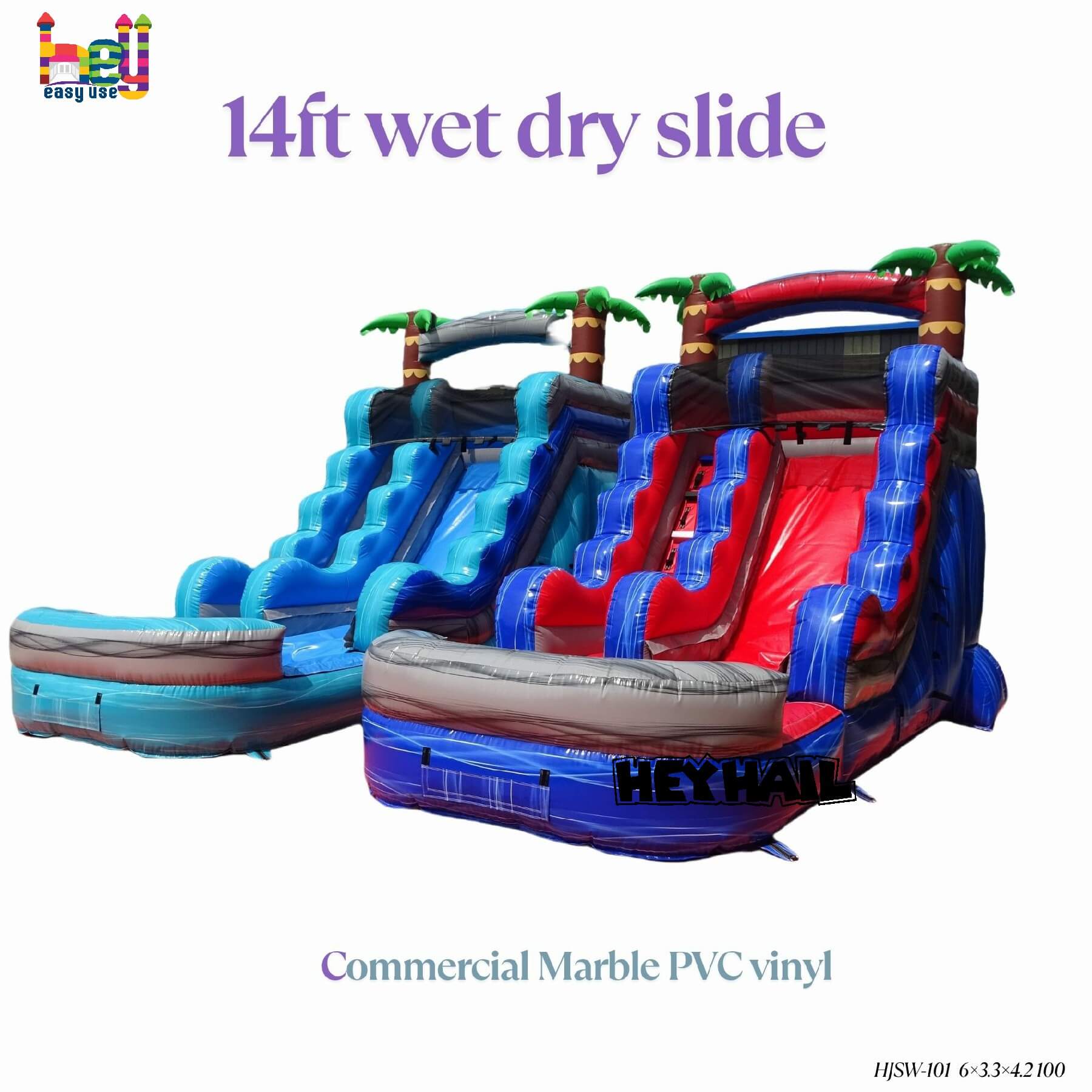 wet dry palm tree backyard inflatable water slides