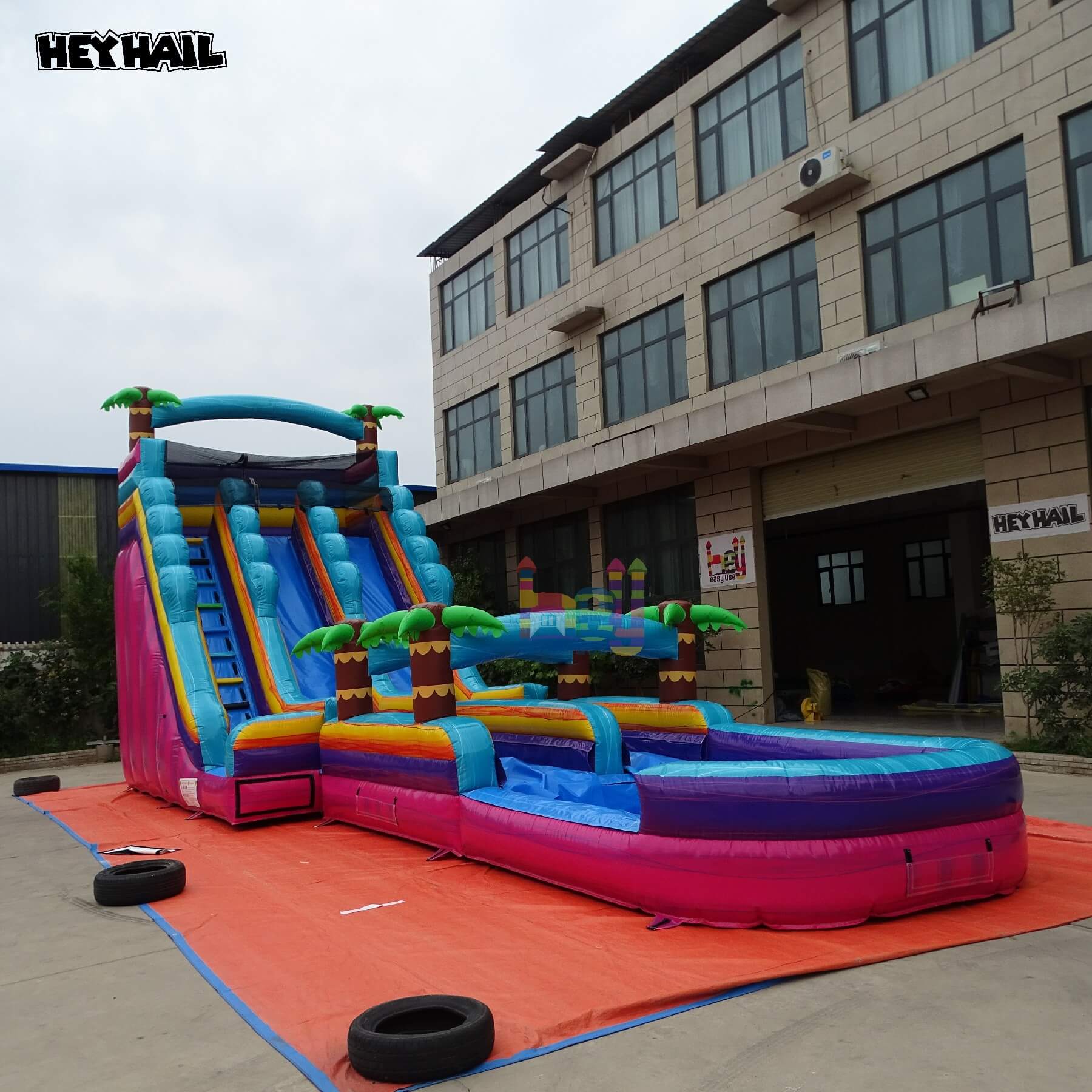 long double lanes palm water slide