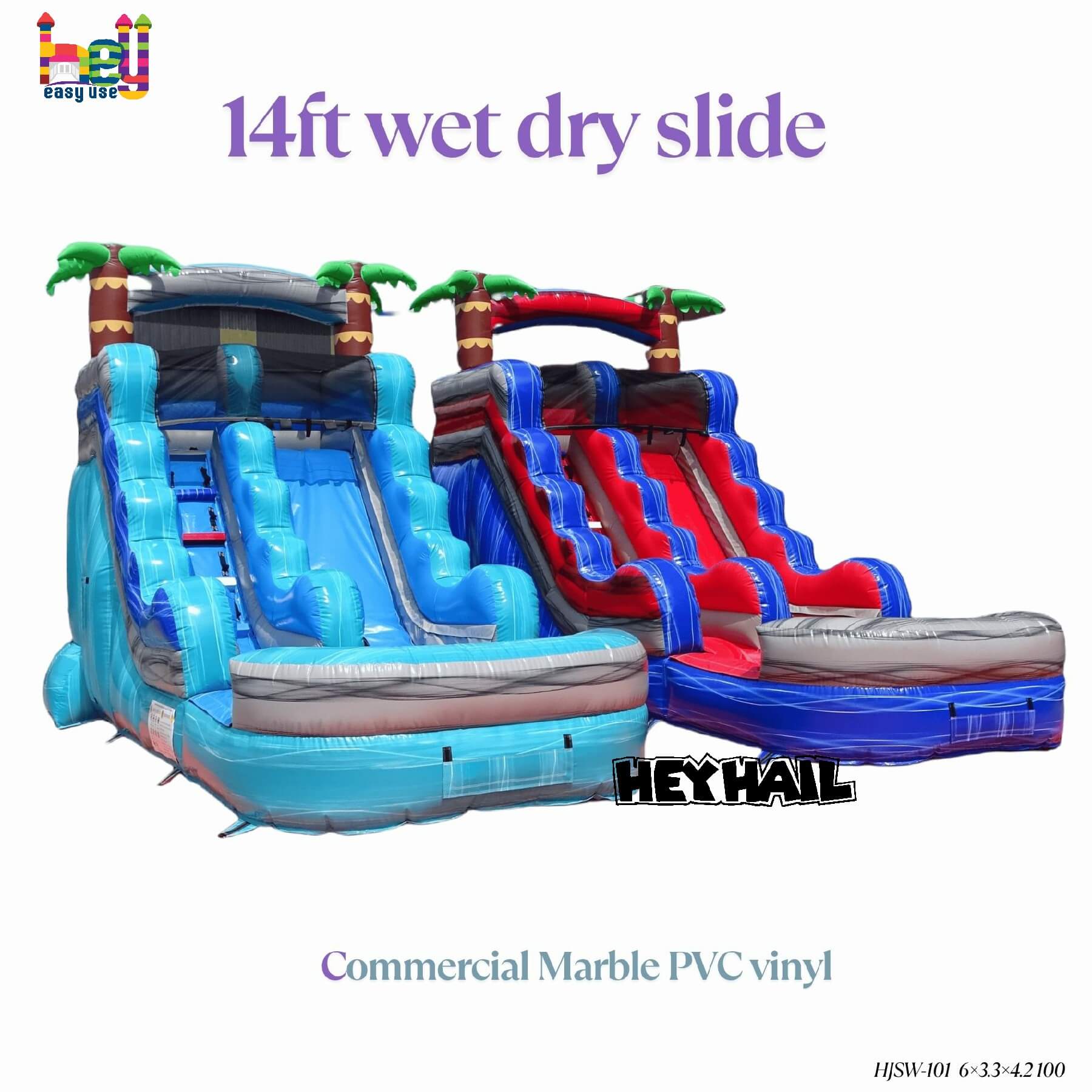 wet dry palm tree backyard inflatable water slides