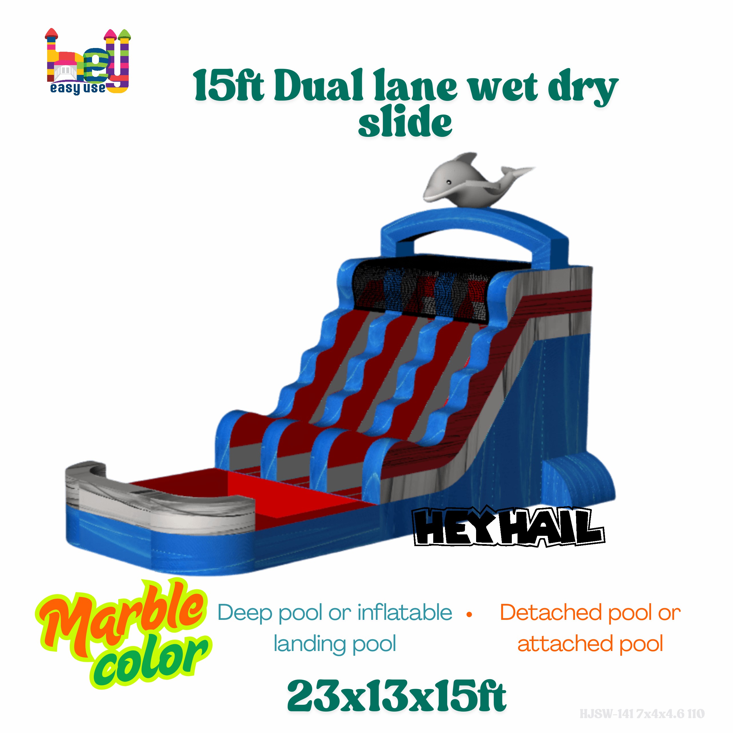 marble color dual lane slide inflatable for sale
