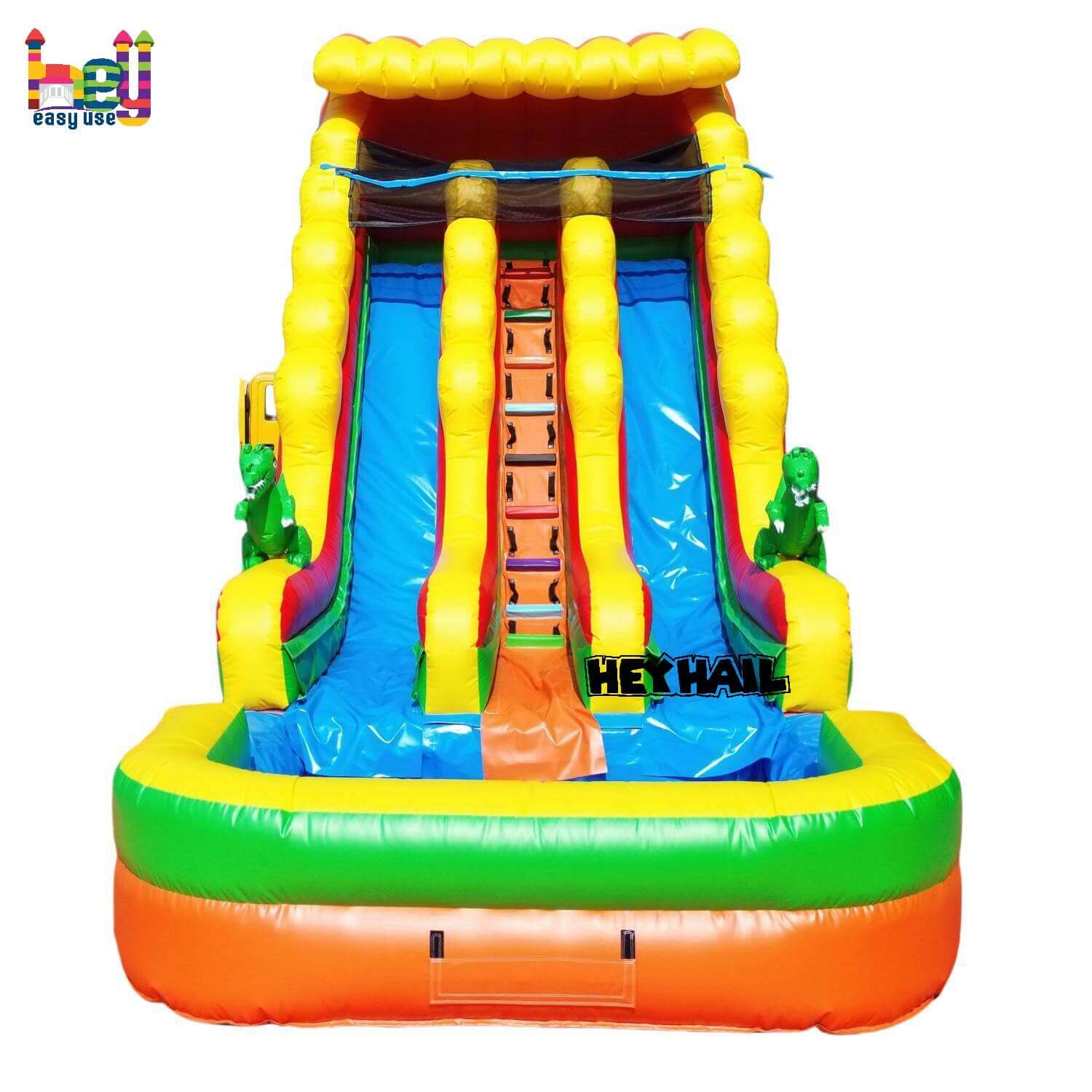 marble inflatable aqua slide with dual lane for sale