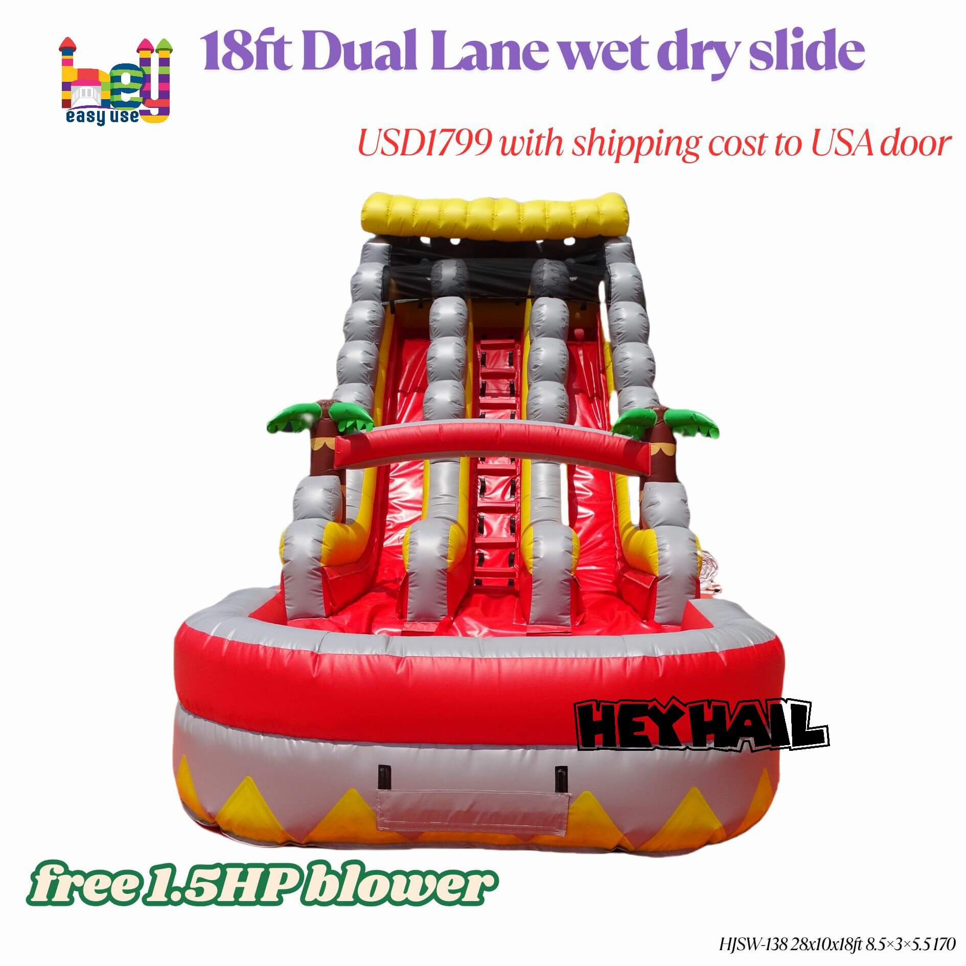 red dual lane inflatable slide for sale