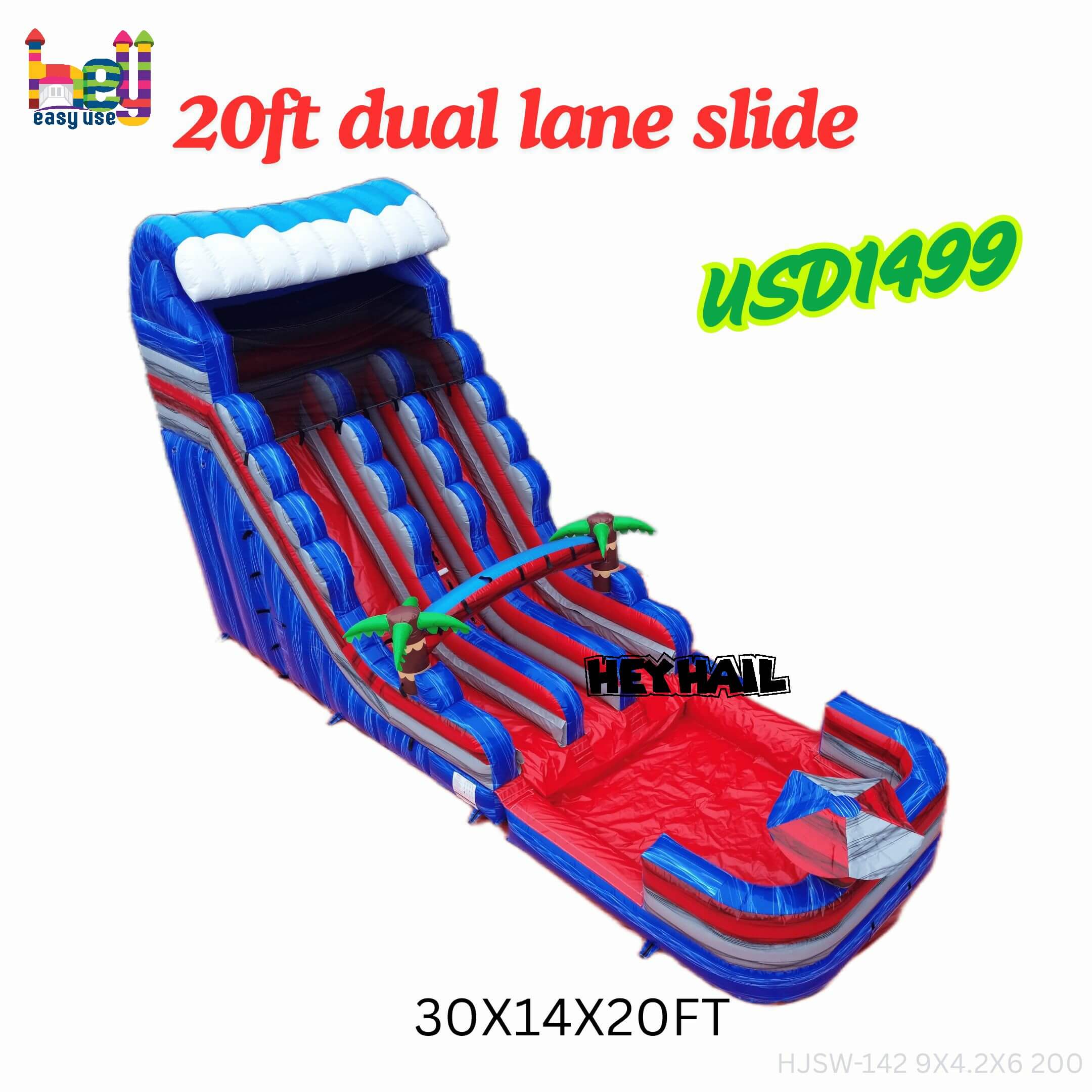dinosaur inflatable dual lane water slide for sale