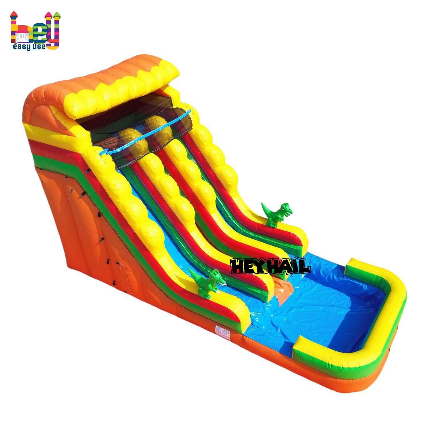 marble inflatable aqua slide with dual lane for sale