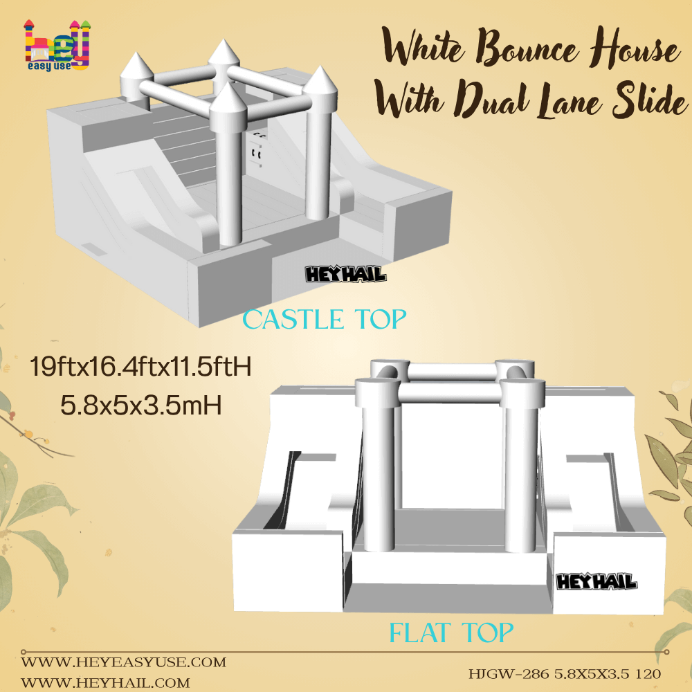 white bounce with double lane slides factory price