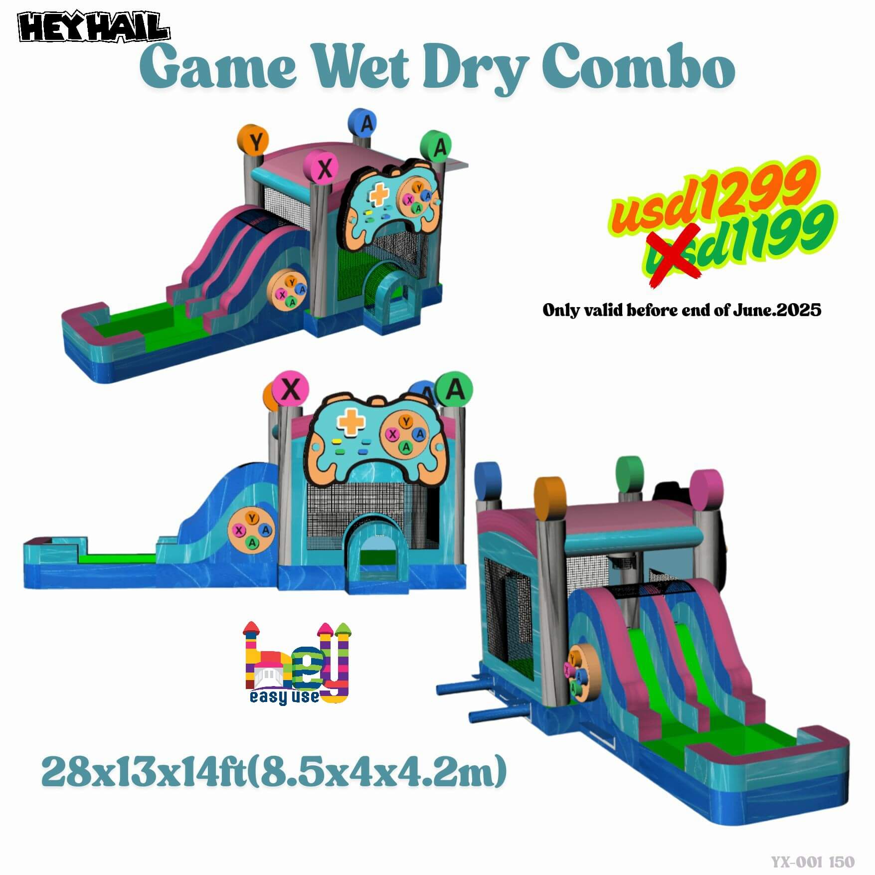 Level Up Gamer Bounce House With Slide for sale