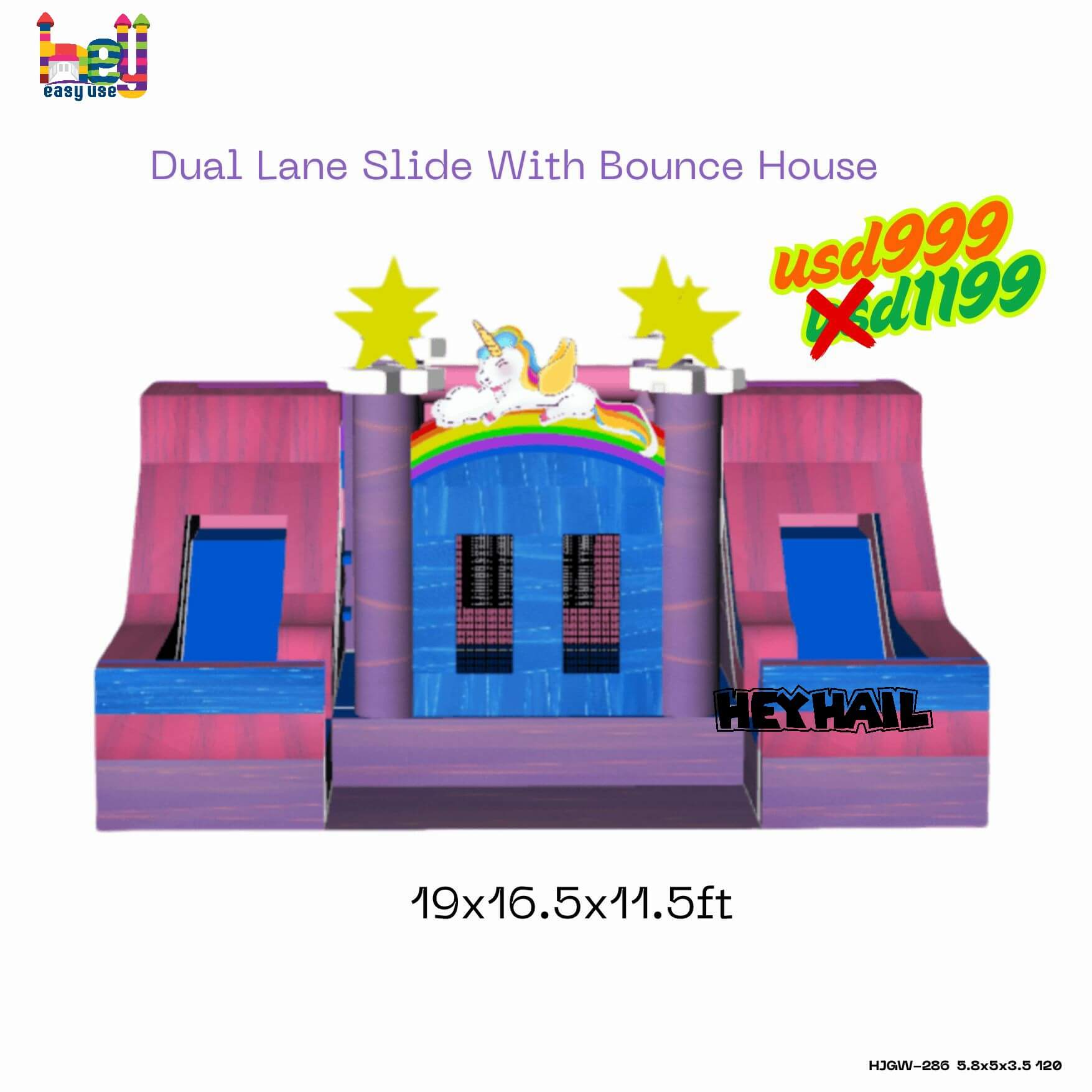 animal themed bounce with dual lane slides for sale
