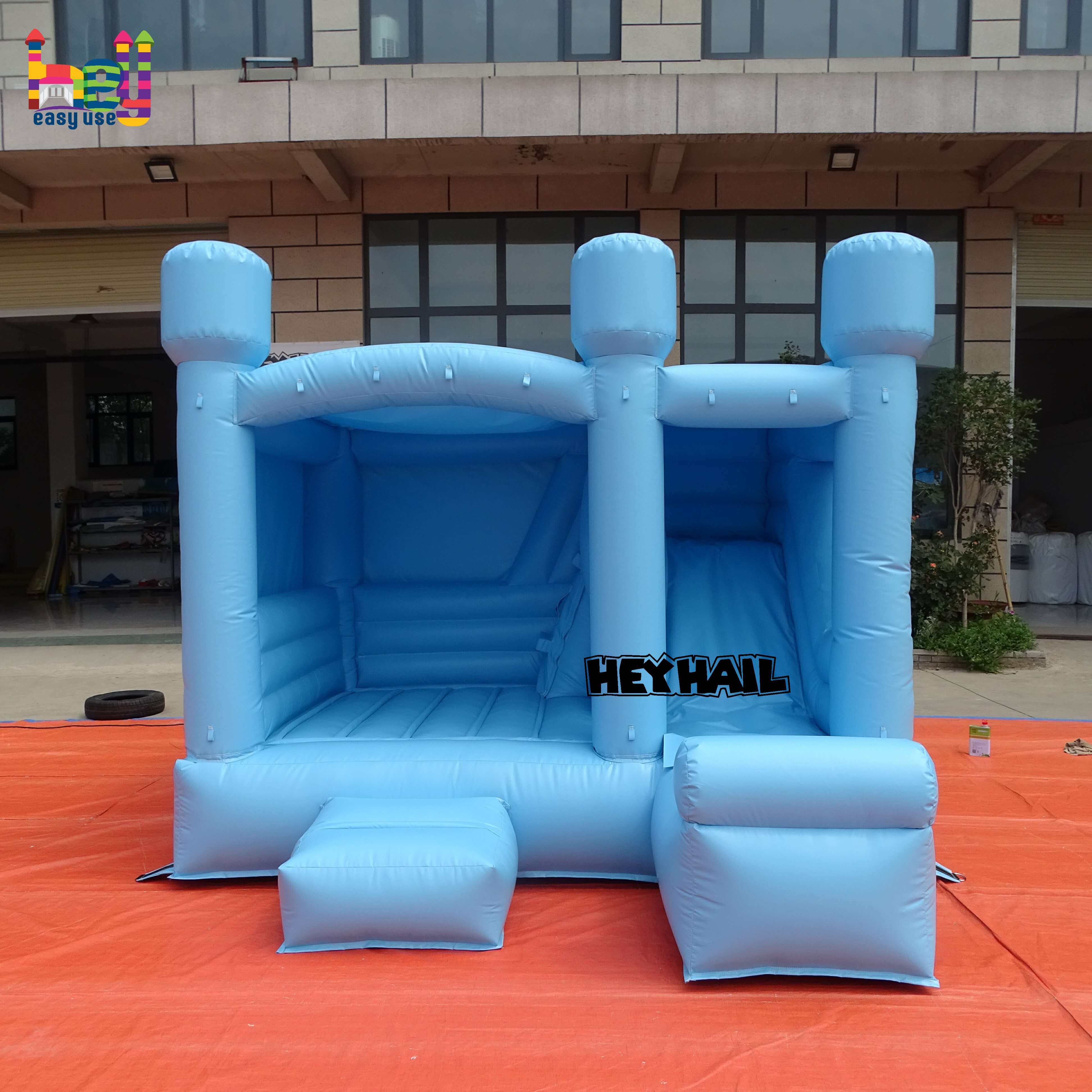 PVC pastel blue bounce with slide for sale