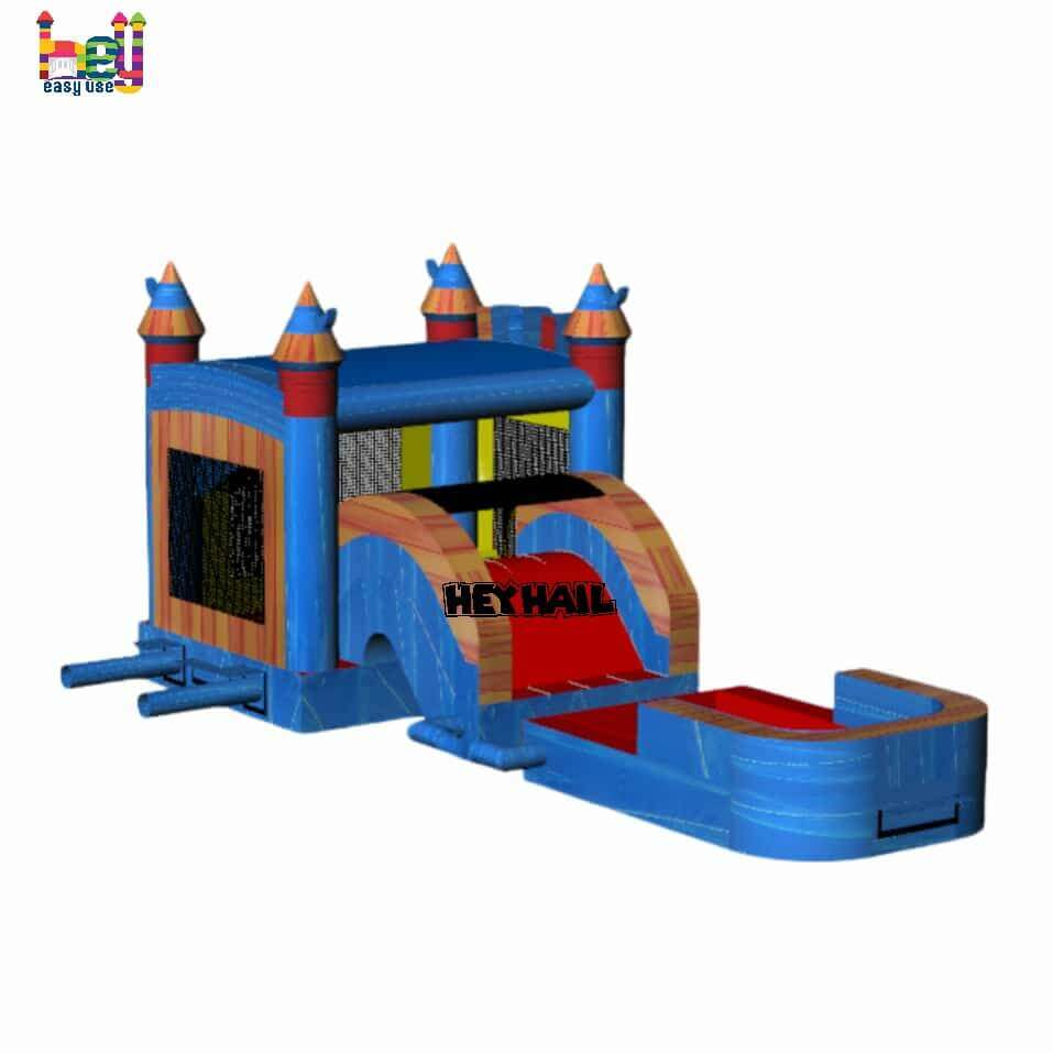 marble dry wet inflatable combo bounce slide for sale