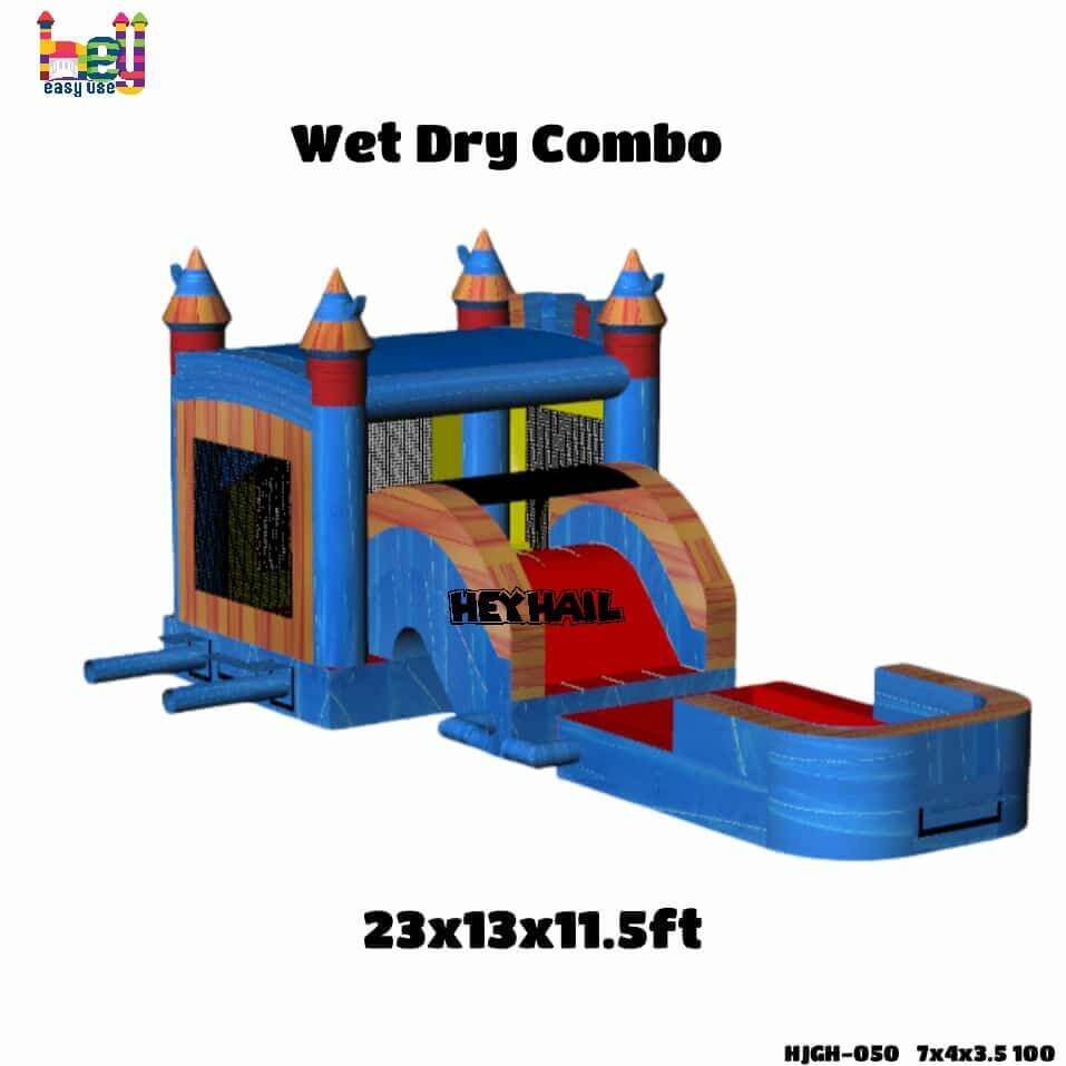 marble dry wet inflatable combo bounce slide for sale