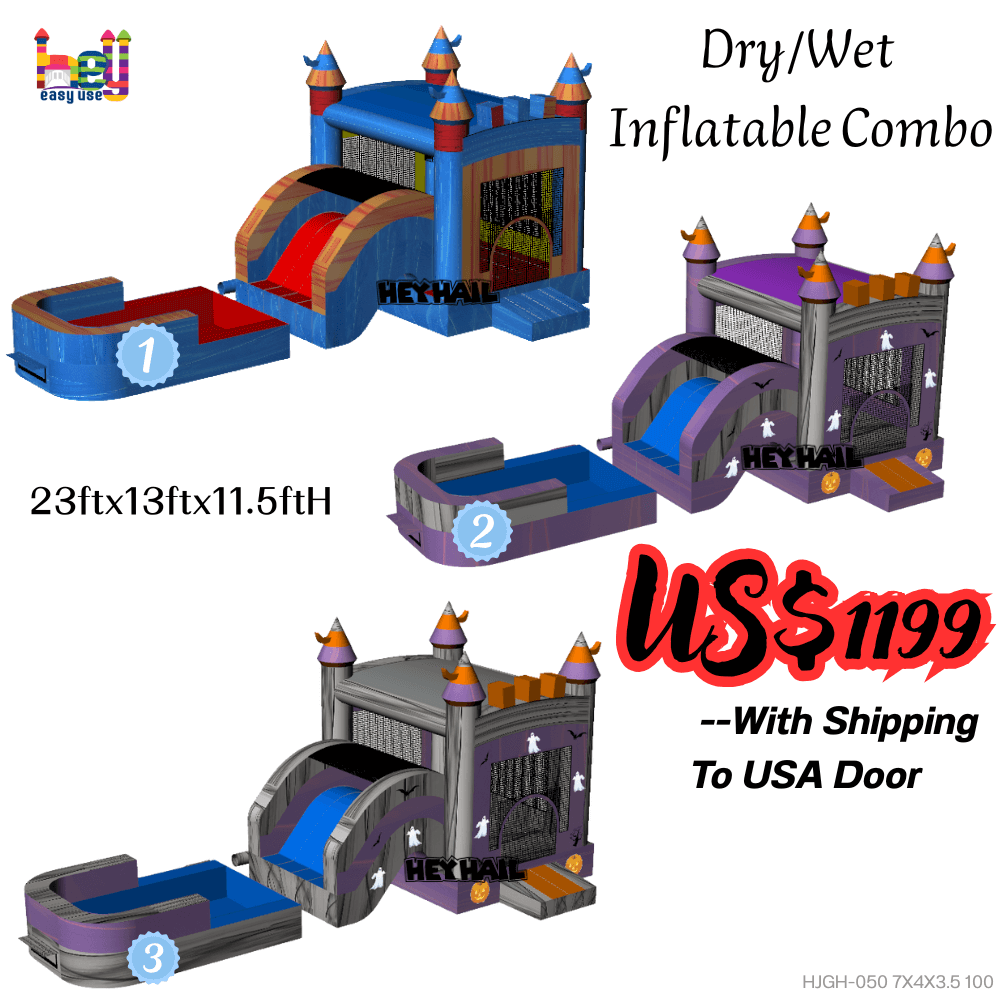 halloween inflatable combo with slide for sale