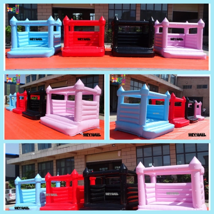 custom size kids inflatable bounce houses in pastel colors