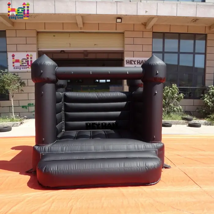black mini inflatable bounce house oudoor fun