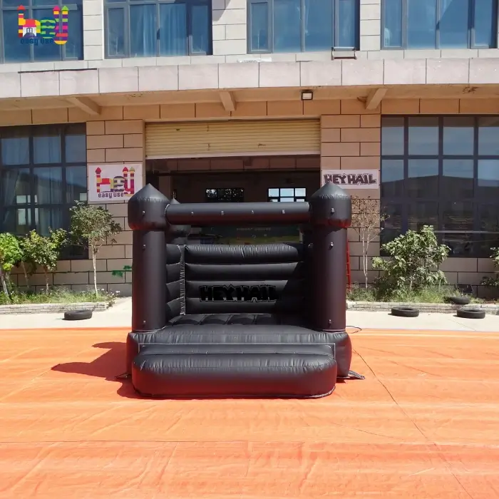black mini inflatable bounce house oudoor fun