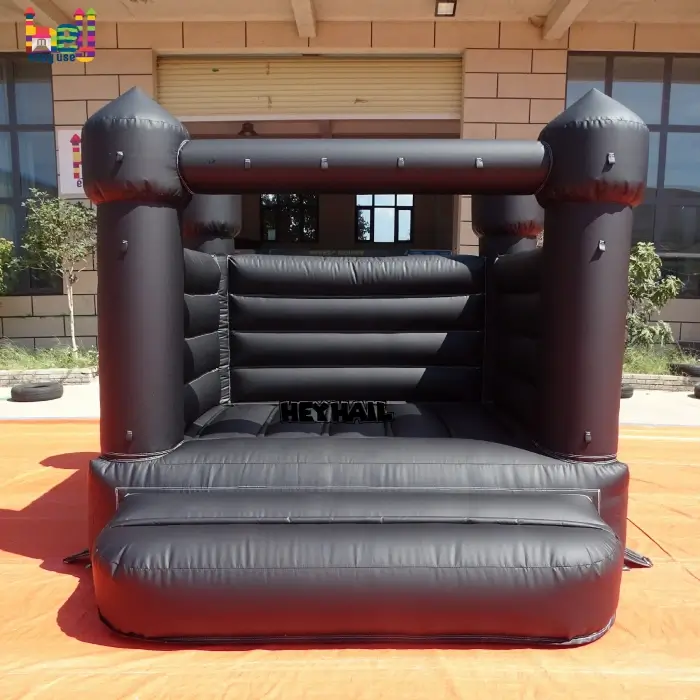 black mini inflatable bounce house oudoor fun