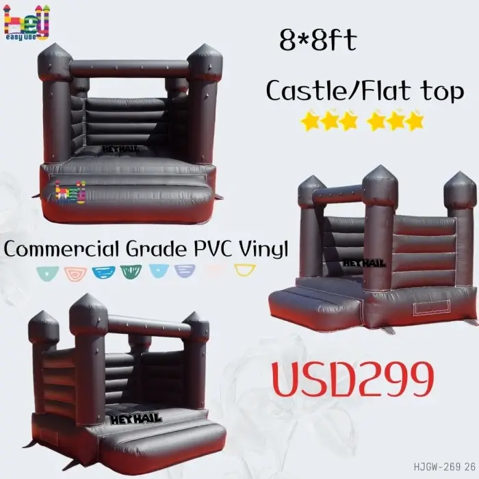 black mini inflatable bounce house oudoor fun